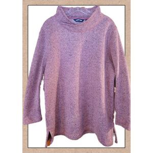 Lands' End Extra Large 18 super soft sweater herringbone red and white